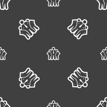 business team icon sign. Seamless pattern on a gray background. illustration