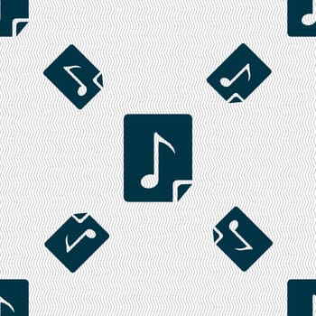 Audio, MP3 file icon sign. Seamless pattern with geometric texture. illustration