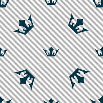 Crown icon sign. Seamless pattern with geometric texture. illustration