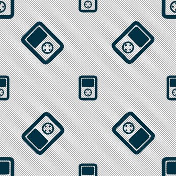 Tetris, video game console icon sign. Seamless pattern with geometric texture. illustration