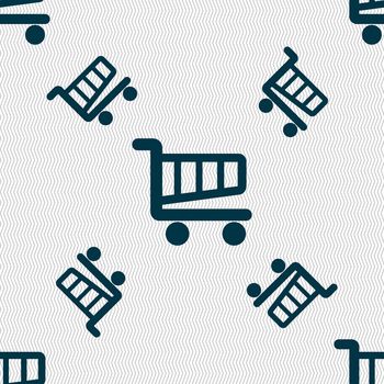 Shopping Cart sign icon. Online buying button. Seamless pattern with geometric texture. illustration