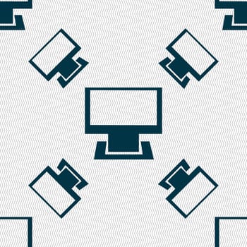 Computer widescreen monitor sign icon. Seamless pattern with geometric texture. illustration