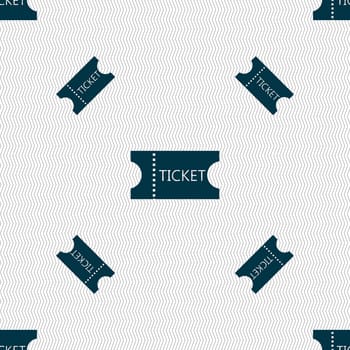 ticket icon sign. Seamless pattern with geometric texture. illustration