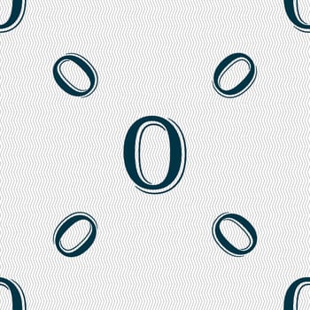 number zero icon sign. Seamless pattern with geometric texture. illustration