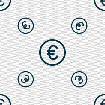 Euro icon sign. Seamless pattern with geometric texture. illustration