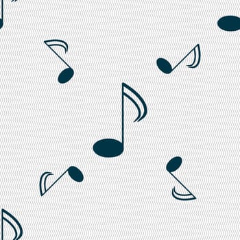 Music note sign icon. Musical symbol. Seamless pattern with geometric texture. illustration