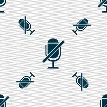 No Microphone sign icon. Speaker symbol. Seamless pattern with geometric texture. illustration