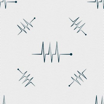 Cardiogram monitoring sign icon. Heart beats symbol. Seamless pattern with geometric texture. illustration