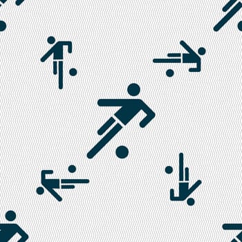 football player icon. Seamless pattern with geometric texture. illustration