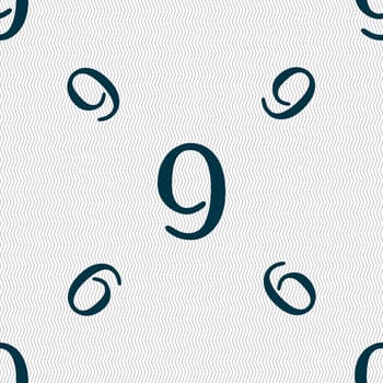 number Nine icon sign. Seamless pattern with geometric texture. illustration