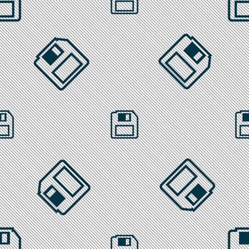 floppy disk icon sign. Seamless pattern with geometric texture. illustration