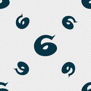 number six icon sign. Seamless pattern with geometric texture. illustration