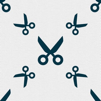 Scissors hairdresser sign icon. Tailor symbol. Seamless pattern with geometric texture. illustration