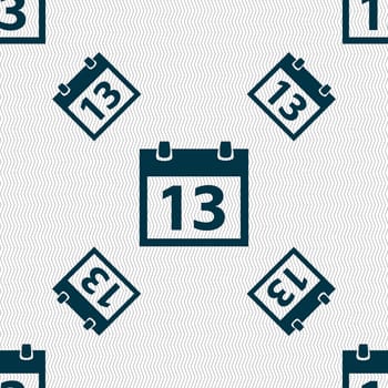 Calendar sign icon. days month symbol. Date button. Seamless pattern with geometric texture. illustration