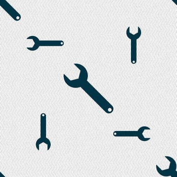 Wrench key sign icon. Service tool symbol. Seamless pattern with geometric texture. illustration
