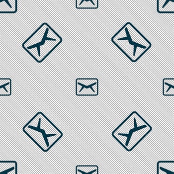 Mail, Envelope, Message icon sign. Seamless pattern with geometric texture. illustration