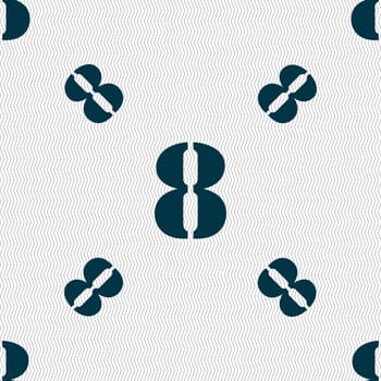 number Eight icon sign. Seamless pattern with geometric texture. illustration