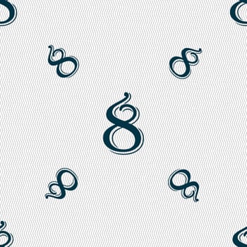 number Eight icon sign. Seamless pattern with geometric texture. illustration