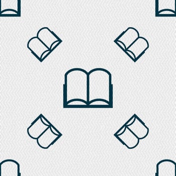 Book sign icon. Open book symbol. Seamless pattern with geometric texture. illustration