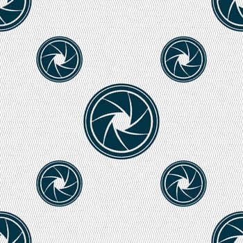 diaphragm icon. Aperture sign. Seamless pattern with geometric texture. illustration