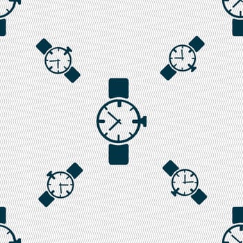 watches icon symbol . Seamless pattern with geometric texture. illustration
