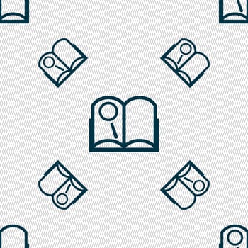 Book sign icon. Open book symbol. Seamless pattern with geometric texture. illustration