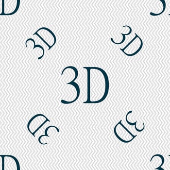 3D sign icon. 3D New technology symbol. Seamless pattern with geometric texture. illustration