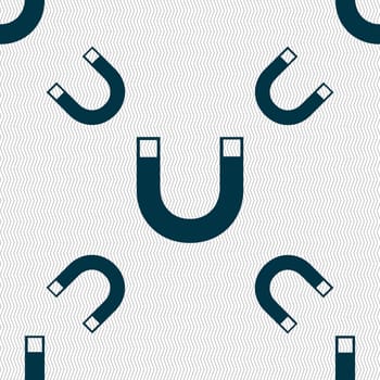 magnet sign icon. horseshoe it symbol. Repair sig. Seamless pattern with geometric texture. illustration