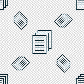 Copy file sign icon. Duplicate document symbol. Seamless pattern with geometric texture. illustration