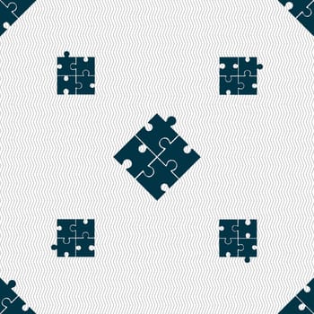 Puzzle piece icon sign. Seamless pattern with geometric texture. illustration