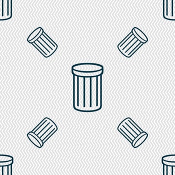 Recycle bin sign icon. Symbol. Seamless pattern with geometric texture. illustration