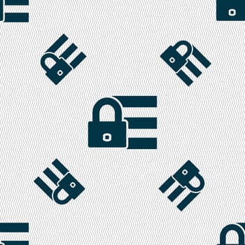 Lock, login icon sign. Seamless pattern with geometric texture. illustration