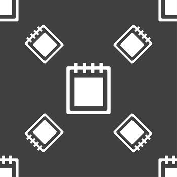 Notepad icon sign. Seamless pattern on a gray background. illustration