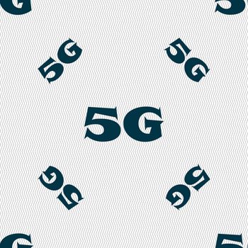 5G sign icon. Mobile telecommunications technology symbol. Seamless pattern with geometric texture. illustration