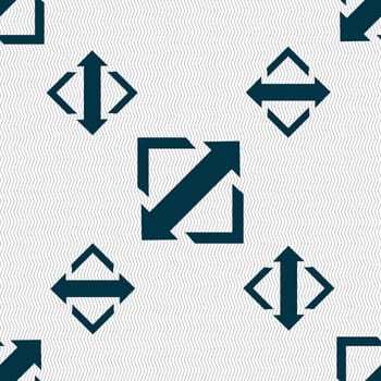 Deploying video, screen size icon sign. Seamless pattern with geometric texture. illustration