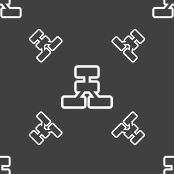 Network icon sign. Seamless pattern on a gray background. illustration