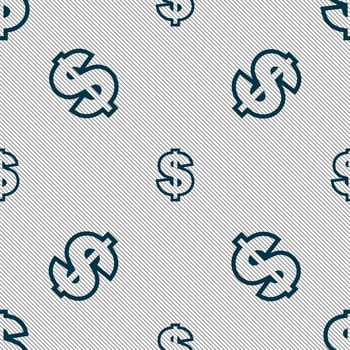 Dollar icon sign. Seamless pattern with geometric texture. illustration