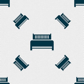 Hotel, bed icon sign. Seamless pattern with geometric texture. illustration