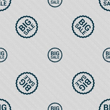 Big sale icon sign. Seamless pattern with geometric texture. illustration