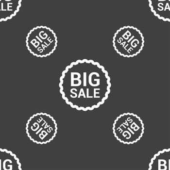 Big sale icon sign. Seamless pattern on a gray background. illustration