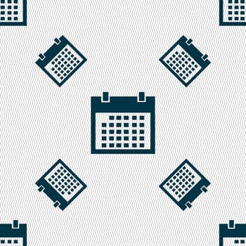 Calendar sign icon. days month symbol. Date button. Seamless pattern with geometric texture. illustration