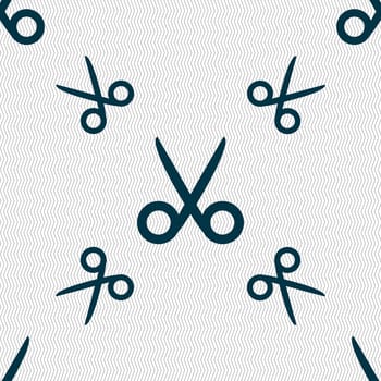 Scissors hairdresser sign icon. Tailor symbol. Seamless pattern with geometric texture. illustration