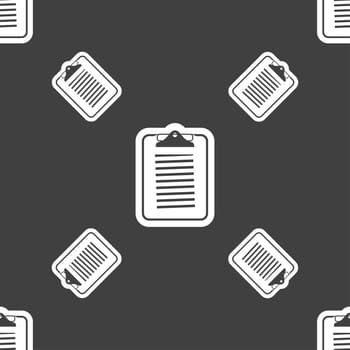Text file icon sign. Seamless pattern on a gray background. illustration