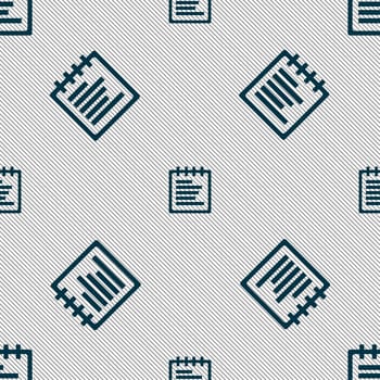 Notepad icon sign. Seamless pattern with geometric texture. illustration