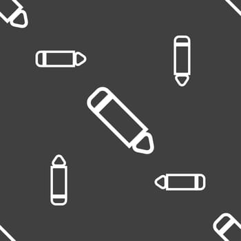Pen icon sign. Seamless pattern on a gray background. illustration