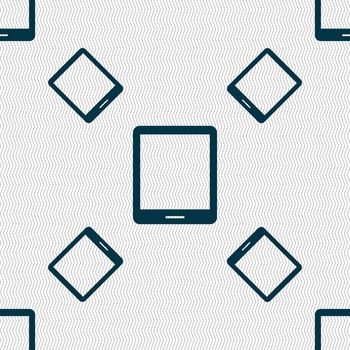 Tablet sign icon. smartphone button. Seamless pattern with geometric texture. illustration