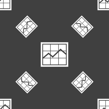 Chart icon sign. Seamless pattern on a gray background. illustration