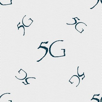 5G sign icon. Mobile telecommunications technology symbol. Seamless pattern with geometric texture. illustration