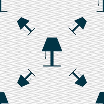 Lamp icon sign. Seamless pattern with geometric texture. illustration