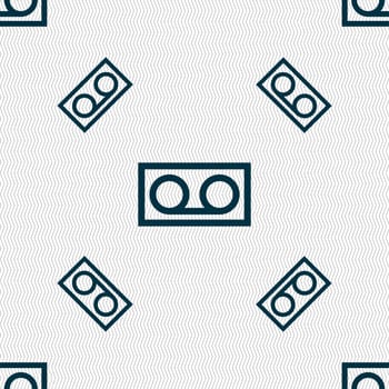 audio cassette icon sign. Seamless pattern with geometric texture. illustration